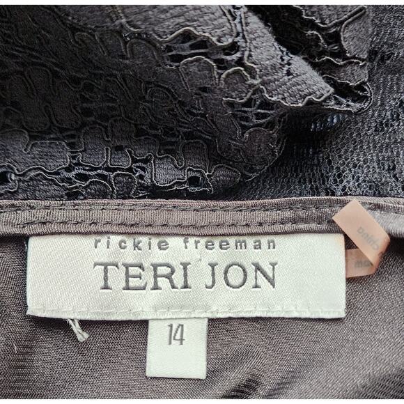 Teri Jon Black Lace Dark Elegance Blouse Plus Size 14 Whimsy Goth Mob Wife - Picture 5 of 7